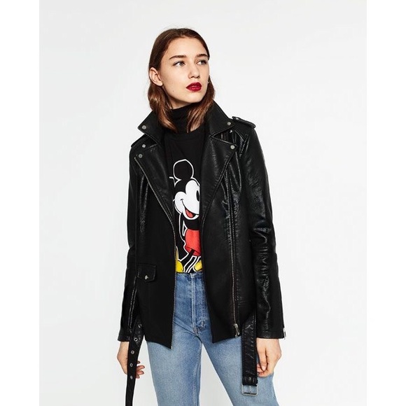 zara leather effect jacket